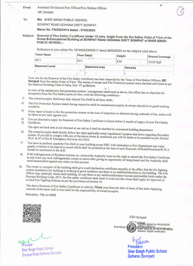 Fire Safety Certificate